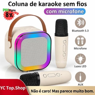 Alto-falante Bluetooth Karaoke Portable Caixa Com Microfones Luzes LED  Para Home Family em Oferta na Shopee
