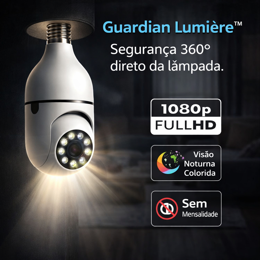 Câmera de Segurança Lâmpada Wi-Fi Full HD 360° Visão Noturna ...