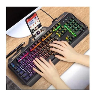 Teclado Gamer Semi-Mecânico Iluminado RGB FPS Base Metal Preto Português Brasil À Prova D’Água