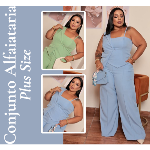 Conjunto Feminino Alfaiataria premium Plus Size Colete e Calça