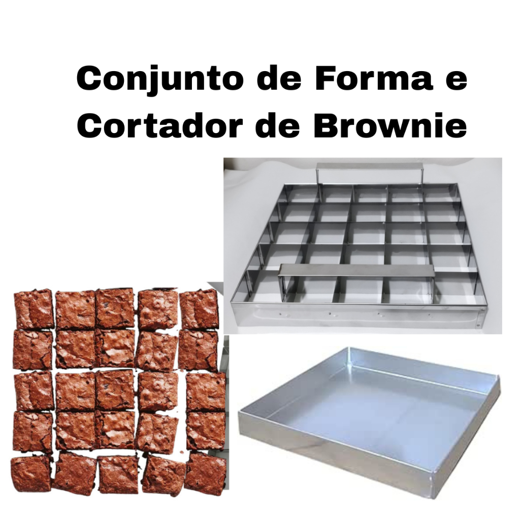 JOGO DE FORMA + CORTADOR DE BROWNIE - COM 25 CAVIDADES DE 6 