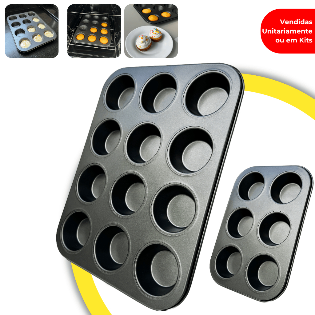 Forma Para Cupcake Antiaderente 12 ou 6 Cavidades Bolinhos P