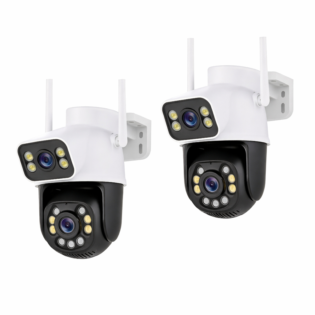 Kit 2 Câmera Segurança WiFi 8MP 4K PTZ 360° Pv DÁgua Visão Noturna I ravermelho Externa Auto Tracking