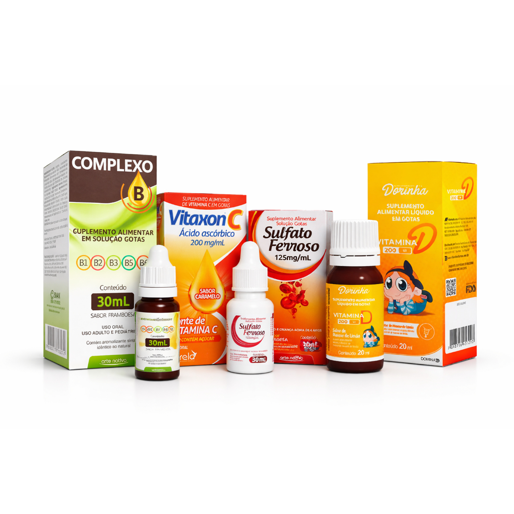 Combo Imunidade Infantil - Vitamina C+D+ Sulfato Ferroso + Complexo B ...