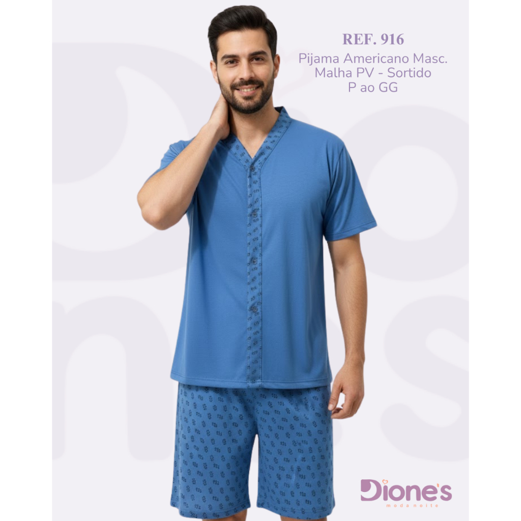 Pijama Masculino Aberto de Botão Curto Cirúrgico Estilo Americano Malha Premium Confortável Promoção em Oferta na Shopee