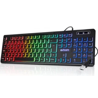 Teclado Gamer Iluminado LED RGB Multimidia ABNT2 BK-151C/BK-155C EXBOM