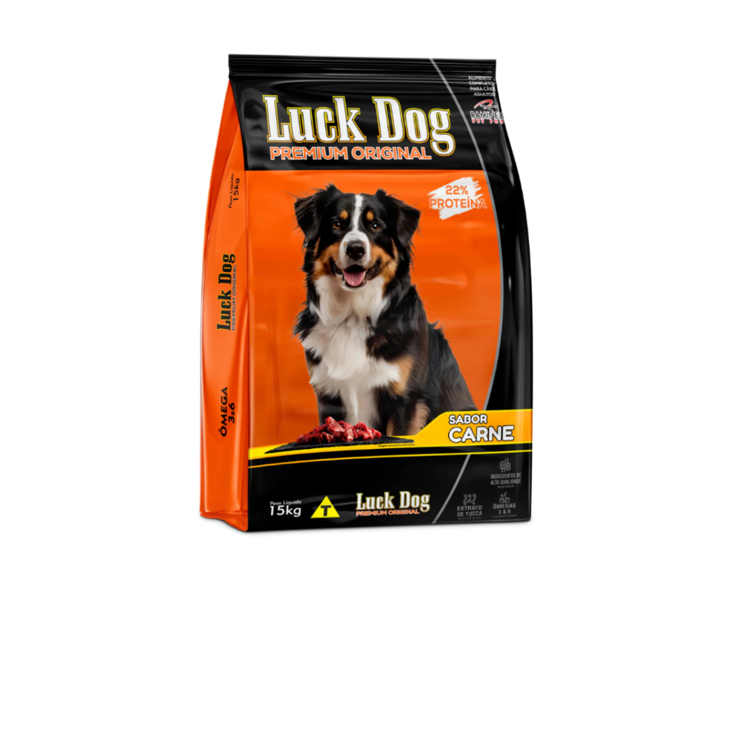 ドッグフード rucca Ração Luck Dog Premium Cães Adultos Carne 15kg 22% proteína