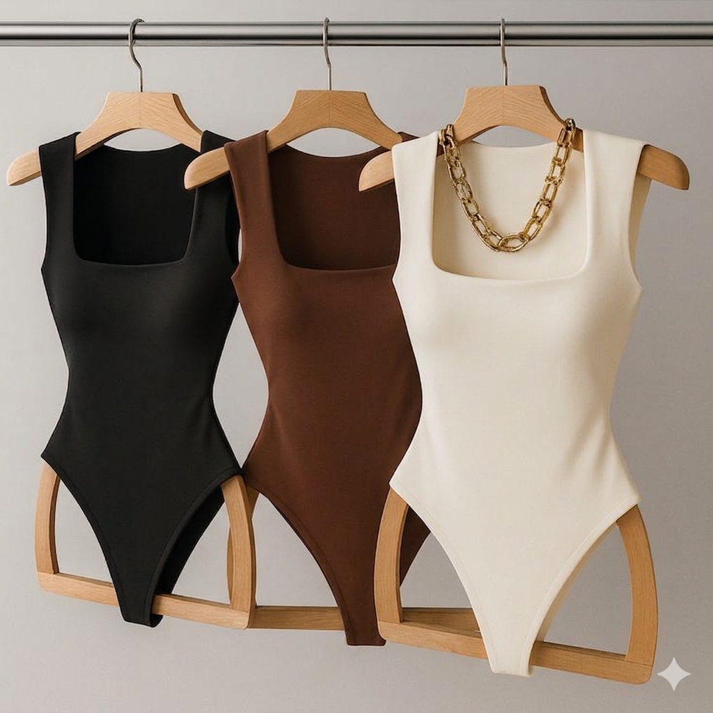 Kit 3 Ou 1 Body Collant Suplex Casual Maiô Feminino Regata Decote Quadrado Alça Larga Suplex Liso | Shopee Brasil
