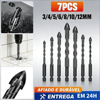 Kit 7 Brocas de carboneto Triangular Titânio Profissionais 3-12mm Para Fura Tudo
