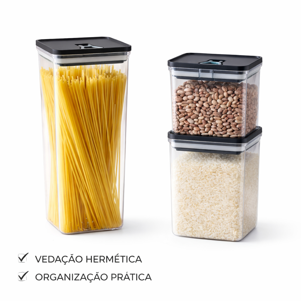 Kit 3 Potes Herméticos Em Acrílico Porta Mantimentos Cozinha Unitermi