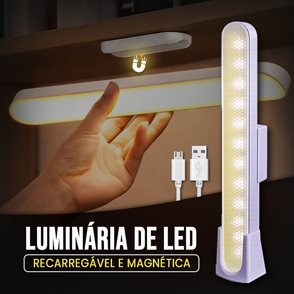 Luminária LED Recarregável USB-C Magnética 3 Tons Luz Portátil | Shopee ...