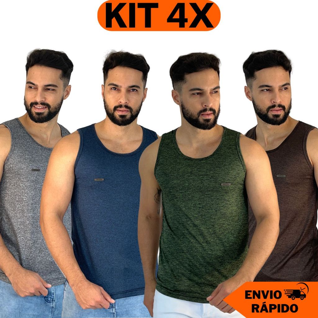 4 Camisetas Regata Masculinas Academia Camisa Dry Fit Malha Fria