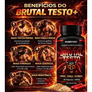Kit 3 potes - 180 cápsulas I Brutal Testo I Pré Treino Masculino