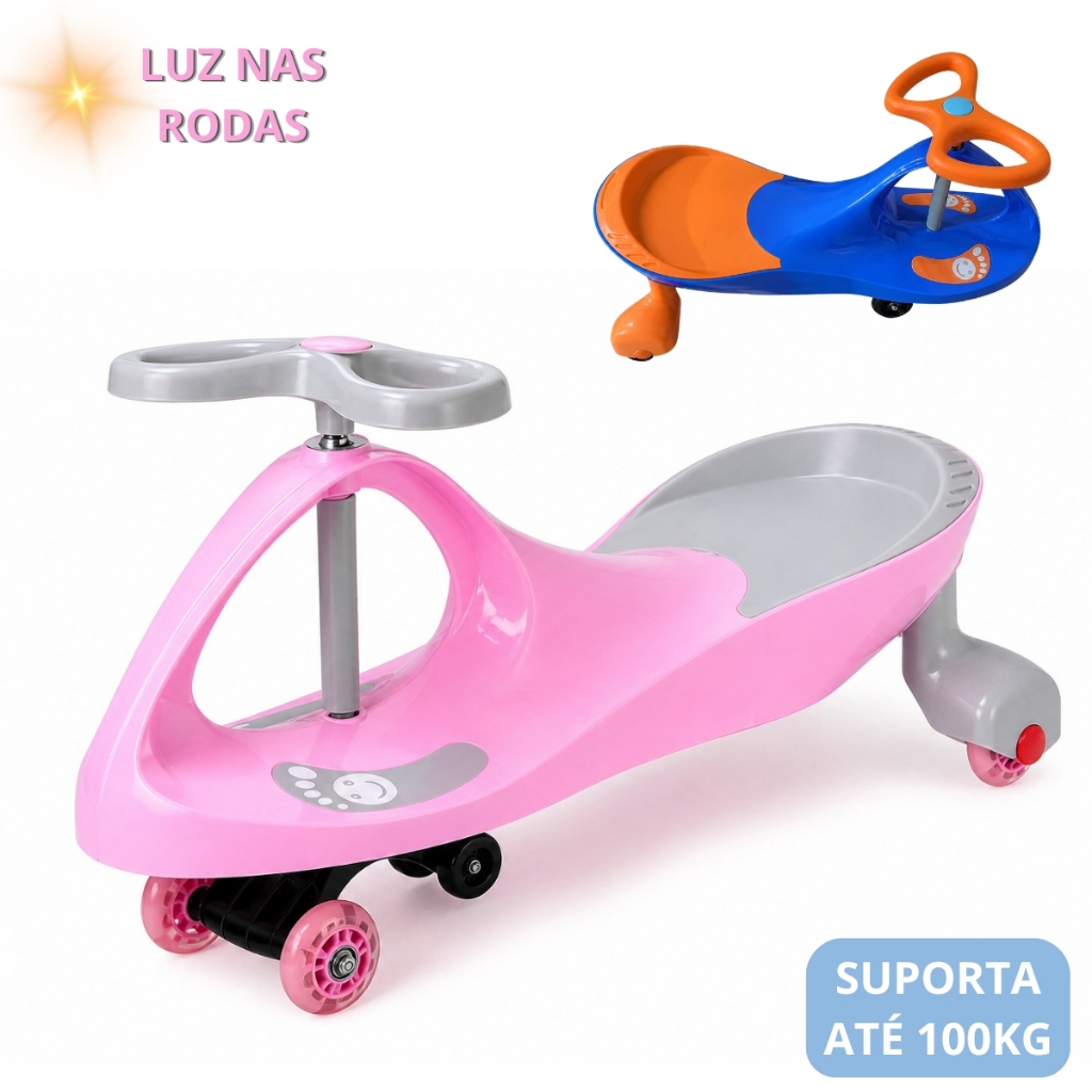 Carrinho de Rolimã Infantil com Rodas Silenciosas com LED e Volante ...