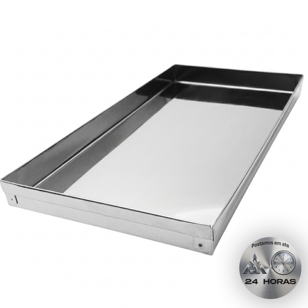 Bandeja Inox Estufa 15x26cm Salgados Profissional Resistente