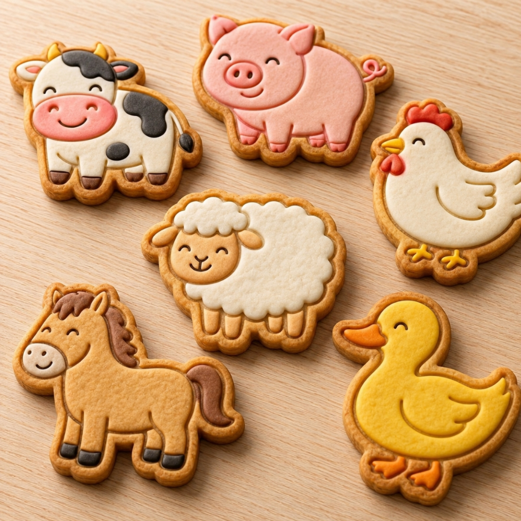 Kit 6 Cortadores de Biscoito Animais da Fazenda | Moldes + M