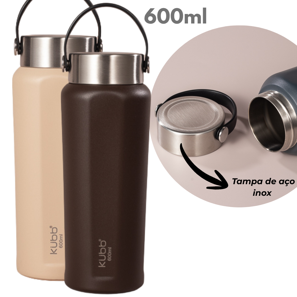 Garrafa Térmica Hydra Essence 600ml Aço Inox Portátil Quente e