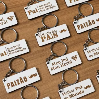 KIT Chaveiros Dia dos Pais Lembrancinha em mdf branco