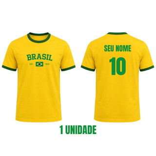 Camiseta Personalizada do Brasil Blusa Feminina e Masculina 100% Algodão — foto 2 — Achou Levou Brasil