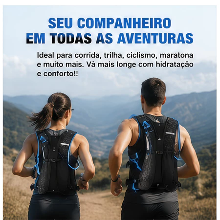 Mochila hidratante outdoor 2L respirável para corrida, ciclismo, maratona e trilha, com bolsa de água anti-vazamento