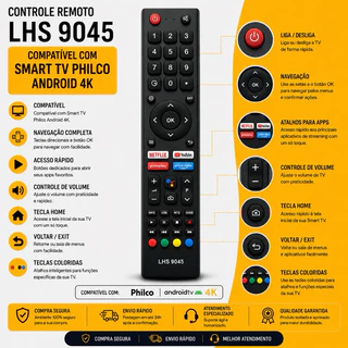 Controle Remoto Para Smart Tv Philco 4k Android Ptv40g71agbl Ptv32e20agbl