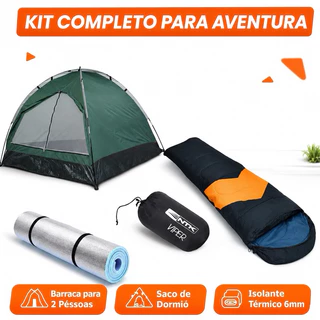 KIT BARRACA 2P, SACO DE DORMI E ISOLANTE TÉRMICO PARA, ACAMPAMENTOS E TRILHA