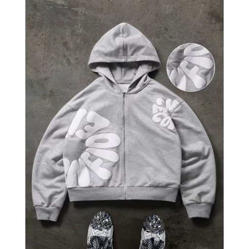 Casaco de Moletom Ziper Zip Flowers Gringa Y2k Americana Casual
