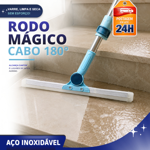 Rodo de Limpeza Mágico Articulável 35cm e 50cm com Cabo de 1,20m Multiuso para Piso Vidro e Azulejo