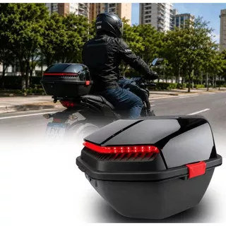 Bauleto Moto Plastico Abs 32 Litros Com Lanterna LED