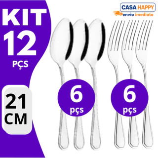 Kit Garfo e Colher Inox Premium 21cm | Grandes Reforçados, Design Elegante e Alta Resistência