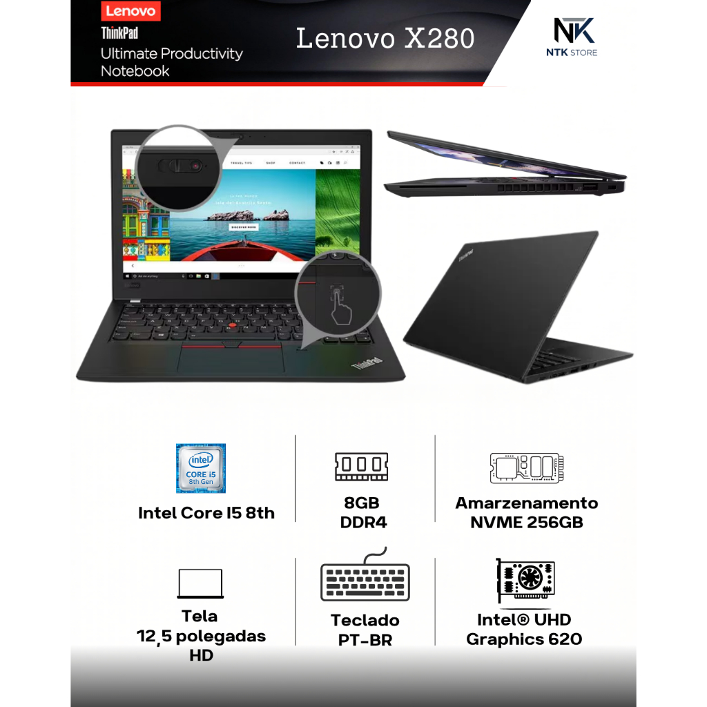 Notebook Lenovo ThinkPad X280 Intel Core i5 8th /8gb ram / 256gb