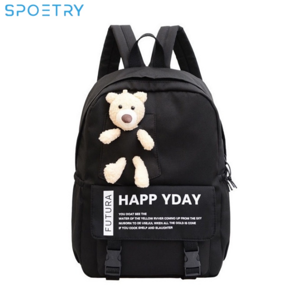 Mochila Feminina Escolar Passeio Coreano Grande Capacidade Com Corda