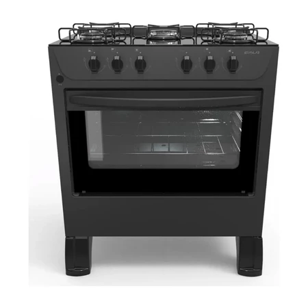 Fogão De Piso com Forno Automático Braslar Bocas Carina Preto Mesa vidro