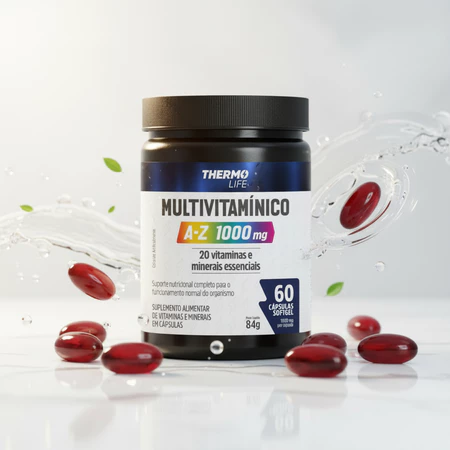 Multivitamínico A Z 1000mg com 20 Vitaminas e Minerais 60 Cápsulas Softgel Thermo Life