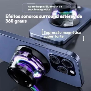 Mini Caixa de Som Bluetooth Portátil com LED RGB, Fixação Magnética e Resistente à Água