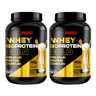 Kit 2x Whey Isoprotein Gold 900kg - Red Series - Whey Protein Isolado e Concentrado - Envio Imediato