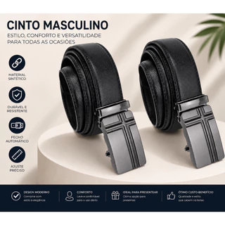 Kit 2 Cintos Social Masculino Em Couro Fivela Automática Prática Ajustável Elegante