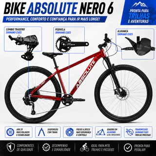 Bicicleta MTB Aro 29 Absolute Nero 6 Alumínio Shimano CUES 9v Freio Hidráulico MT200 - LANÇAMENTO