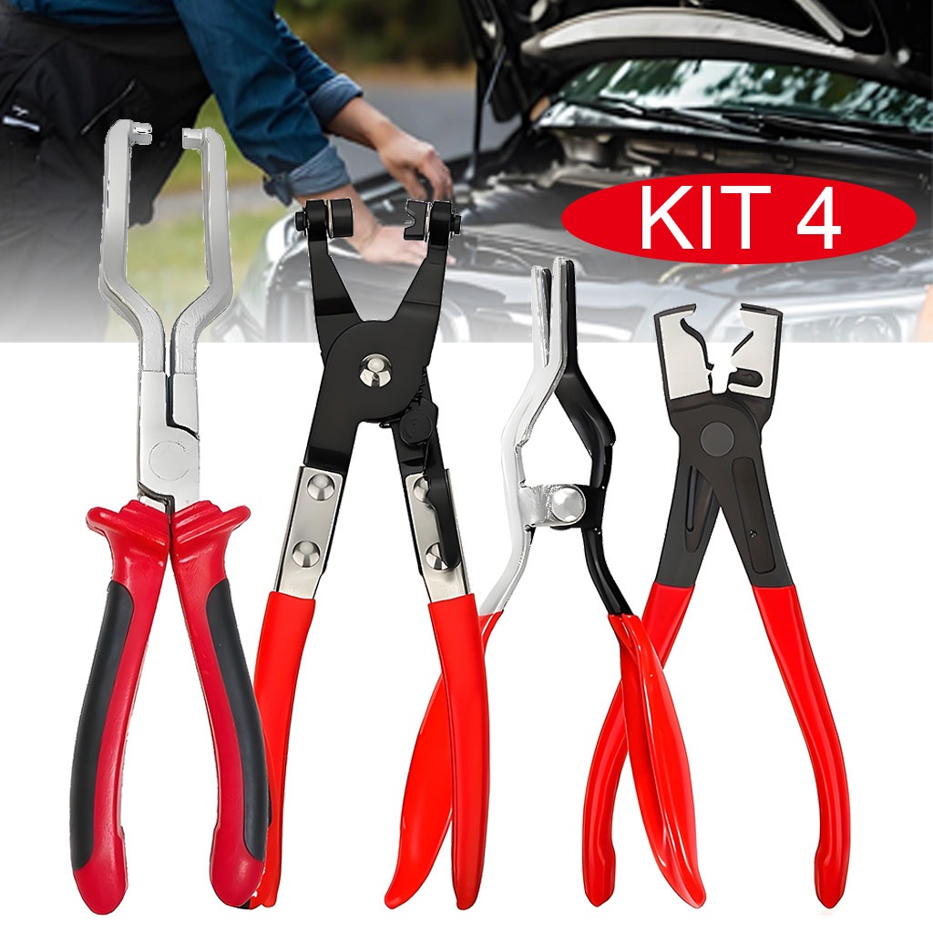 KIT 4 Alicate Removedor Travas Fixadoras, Grampos, Forração, Clips, Forro De Teto E Portas, Assoalho Carro