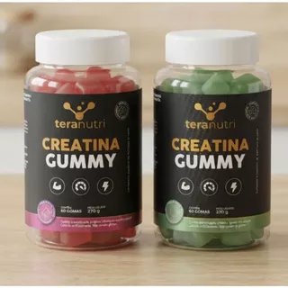 Kit 2x Creatina 120 Pura Monohidratada Gummy Tutti Frutti Maça Verde Tera Nutri
