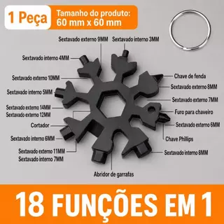 Ferramenta Multifuncional 18 em 1 Tipo Floco de Neve Chave Sextavada Phillips Fenda Portátil 60x60mm