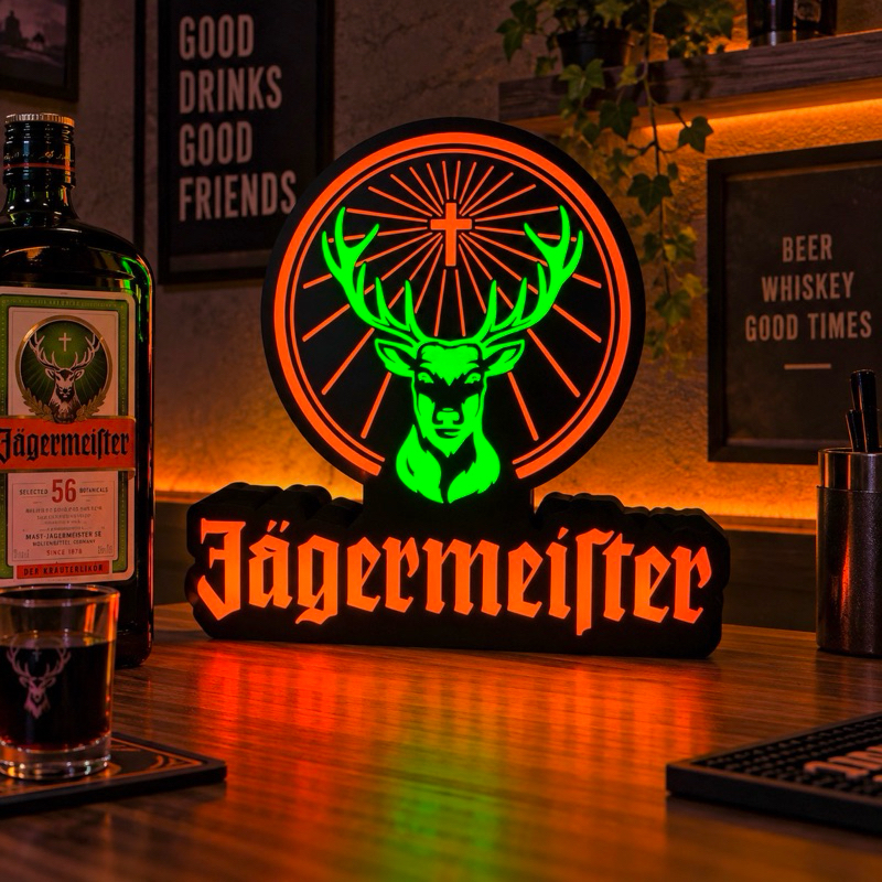 Luminária Decorativa LED para Bar e Pub Jägermeister com fonte
