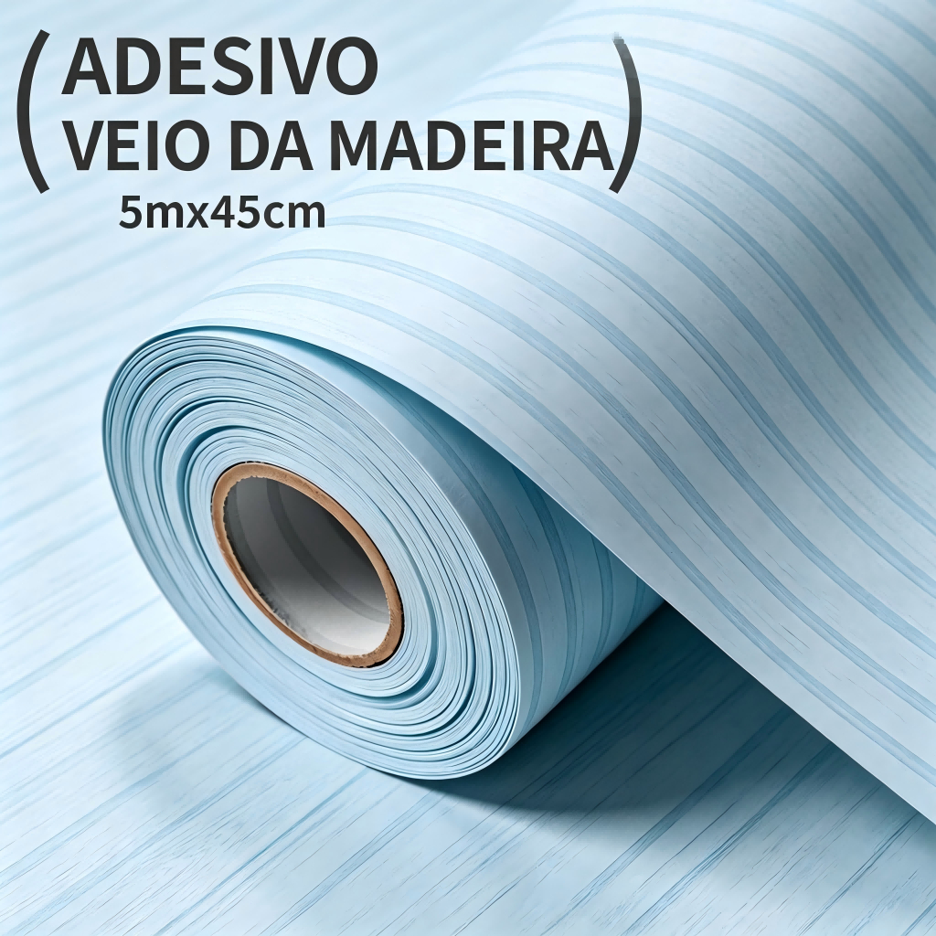 Papel de Parede Adesivo Ripado Azul Claro 5m x 45cm Autocolante para ...