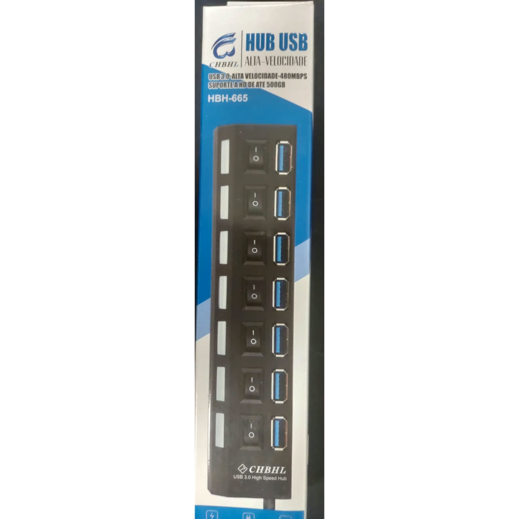 Hub Usb 3.0 7 Portas Com Botão On/Off Alta Velocidade HBH-665 CHBHL ...