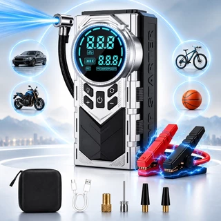 Auxiliar de Partida 12V Portátil com Power Bank 26800mAh, Compressor de Ar 150psi e Lanterna LED SOS