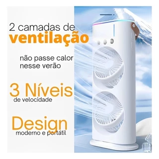 Mini Refrigerador De Ar Umidificador Dupla Giratório+rgb Climatizador Ar C/ Reservatório + C/ Controle