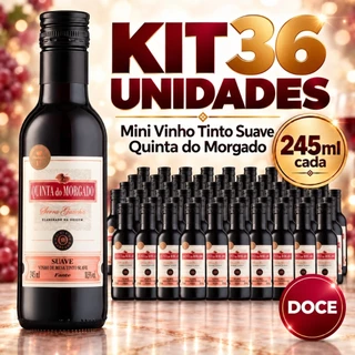 36 Mini Vinho Tinto Suave Quinta do Morgado 245ml Atacado Brindes Lembrancinha Casamento