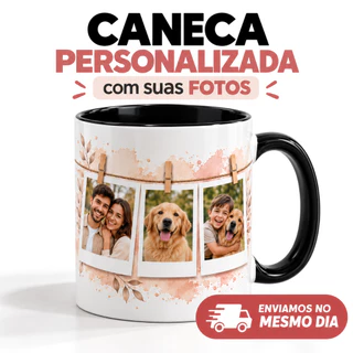 Caneca Personalizada com Foto | Presente Criativo | 3 Fotos | 325ml Alta Qualidade | Envio Rápido Brasil Pronta Entrega!