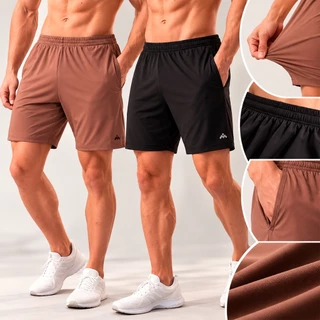 Kit 2 Shorts Dry Fit Masculino Mezul Poliflex Elastano Academia Fitness