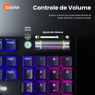 Kivee X Basike Teclado Mecânico Switch Vermelho Estrutura em Alumínio Software programável KEY392